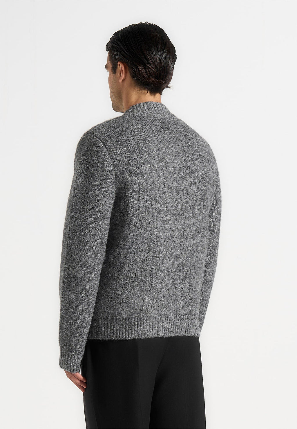 Dani - Unisex Asymmetric Brushed Knit Cardigan - Grey