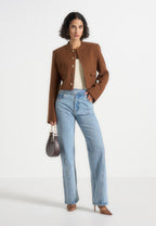 Evana - Structured Wool Jacket With Mixed Buttons - Rust