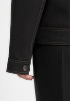 Mika - Unisex Tailored Double Breasted Jacket With Contrast Stitch - Black