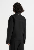 Mika - Unisex Tailored Double Breasted Jacket With Contrast Stitch - Black