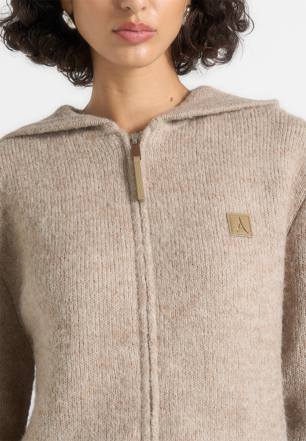 Billie - Unisex Brushed Zip Hoodie - Beige