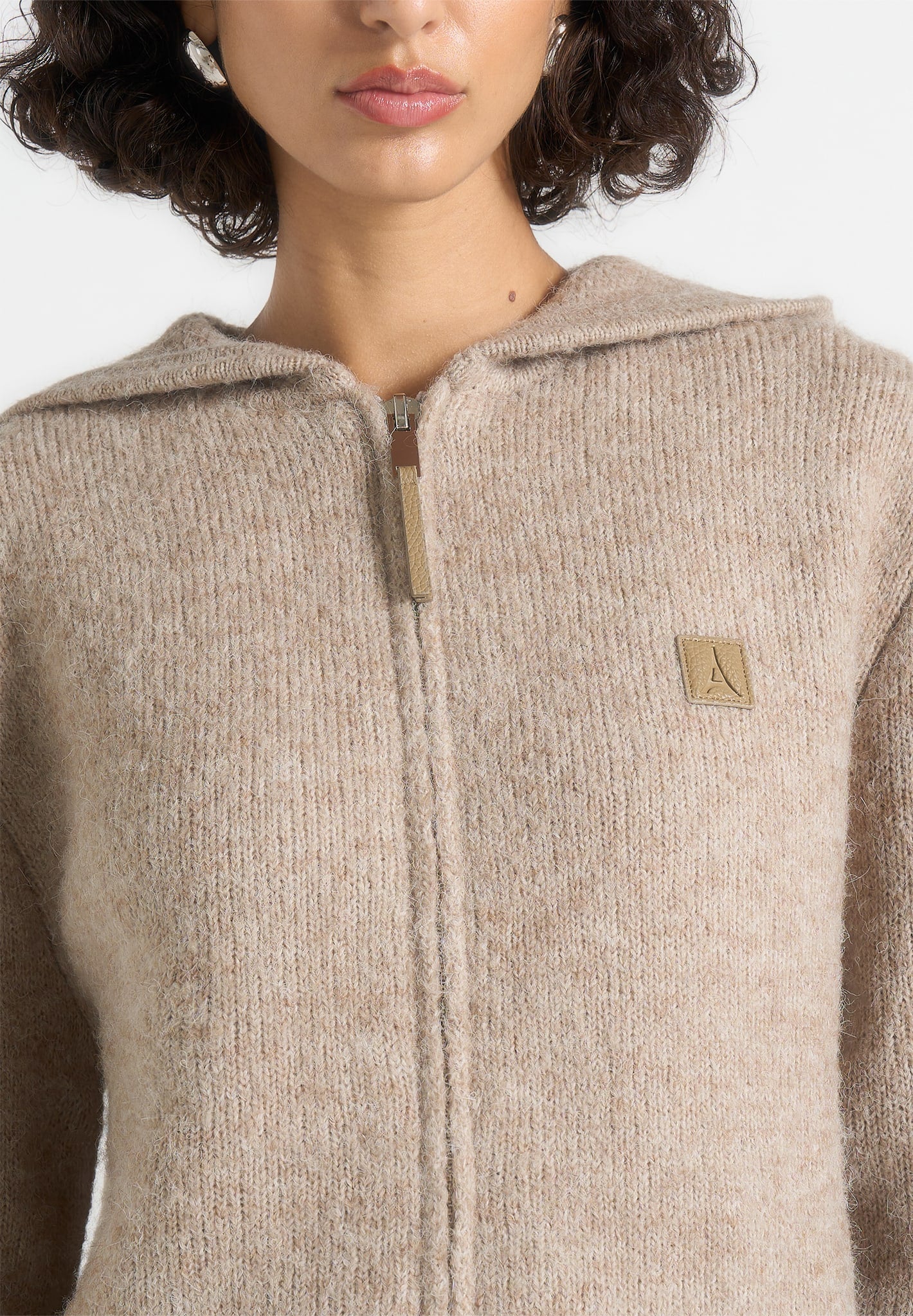 Billie - Unisex Brushed Zip Hoodie - Beige