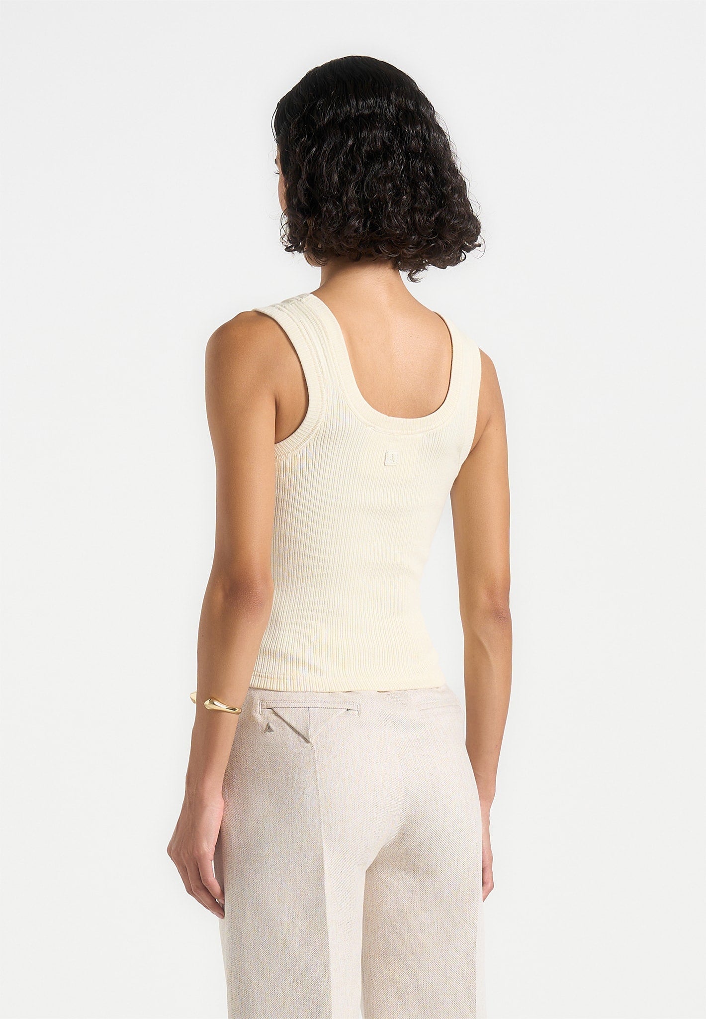 Liane - Scoop Neck Ribbed Vest - Cream