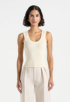 Liane - Scoop Neck Ribbed Vest - Cream