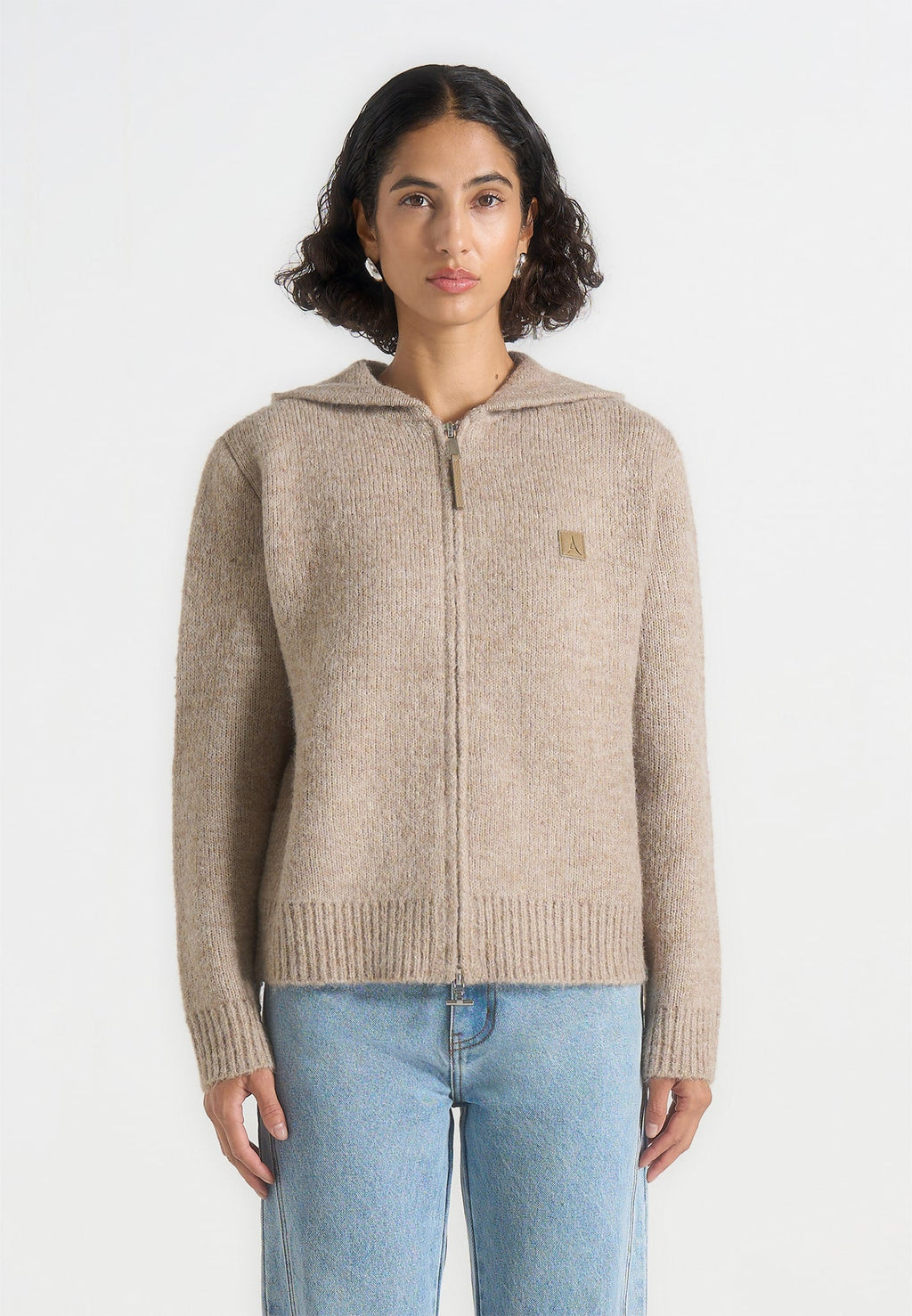 Billie - Unisex Brushed Zip Hoodie - Beige