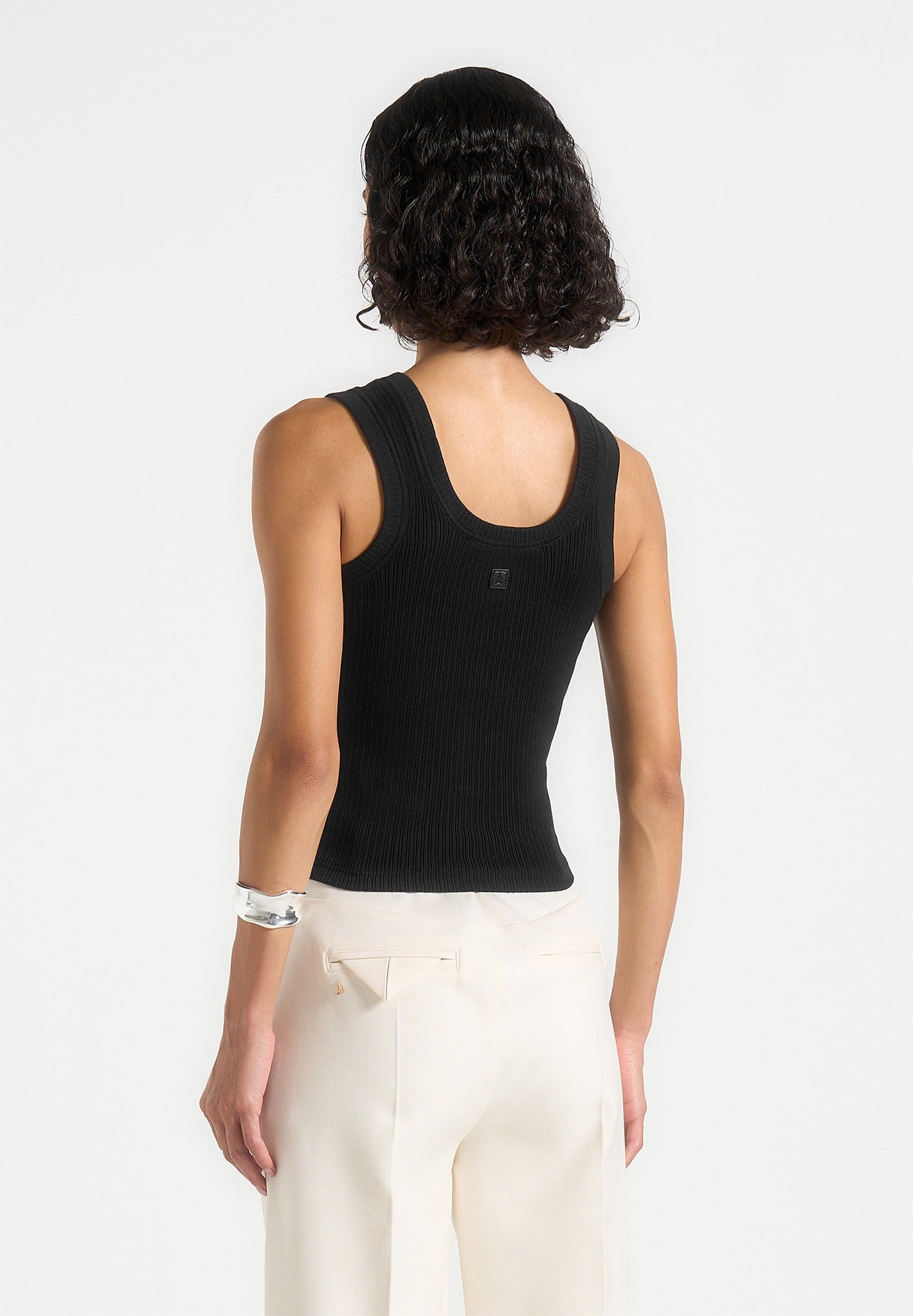 Liane - Scoop Neck Ribbed Vest - Black