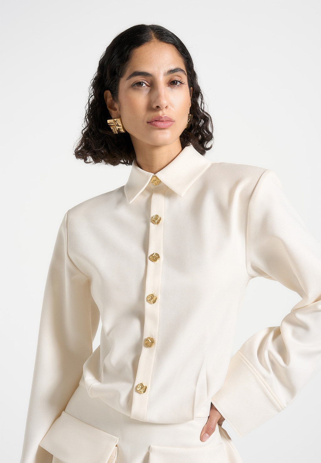 Laure - Cargo Shirt Mini Dress - Cream