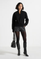 Azra - Plunge Knit Jumper - Black