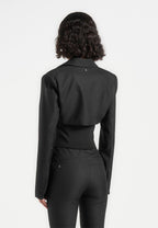 Lise - Cropped Tailored Blazer & Button Detail Bandeau - Black