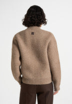 Dani - Unisex Asymmetric Brushed Knit Cardigan - Taupe