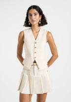 Christine - Tailored Cinch Waistcoat - Off White