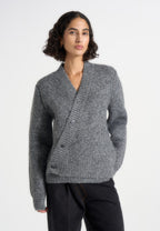 Dani - Unisex Asymmetric Brushed Knit Cardigan - Grey