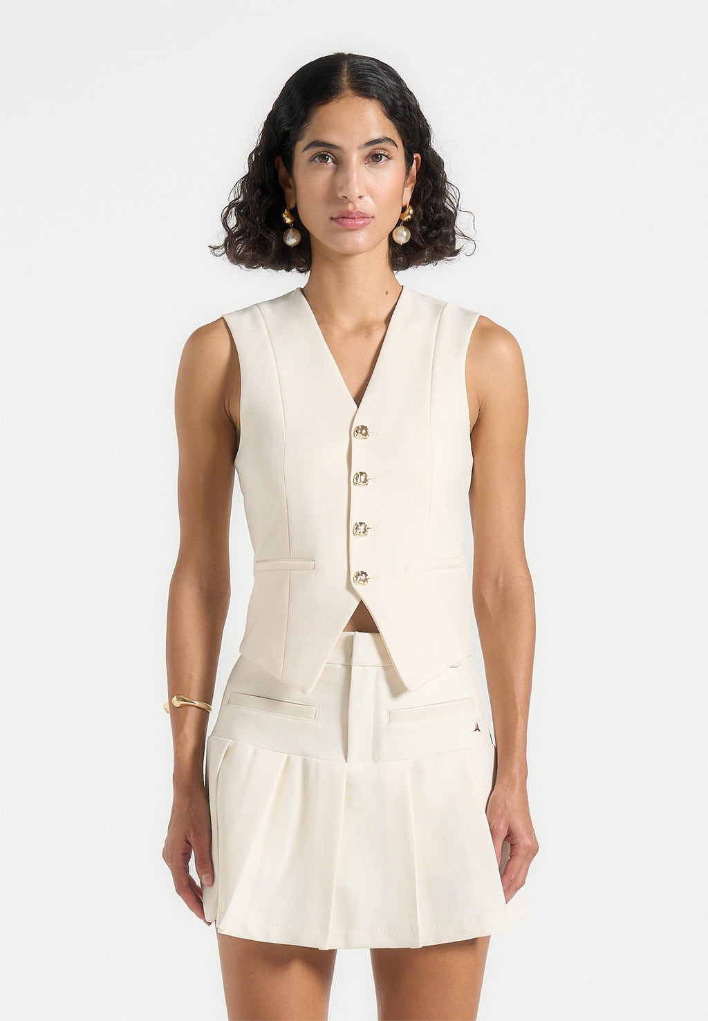 Christine - Tailored Cinch Waistcoat - Off White