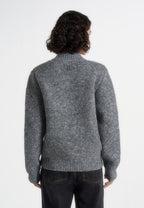 Dani - Unisex Asymmetric Brushed Knit Cardigan - Grey