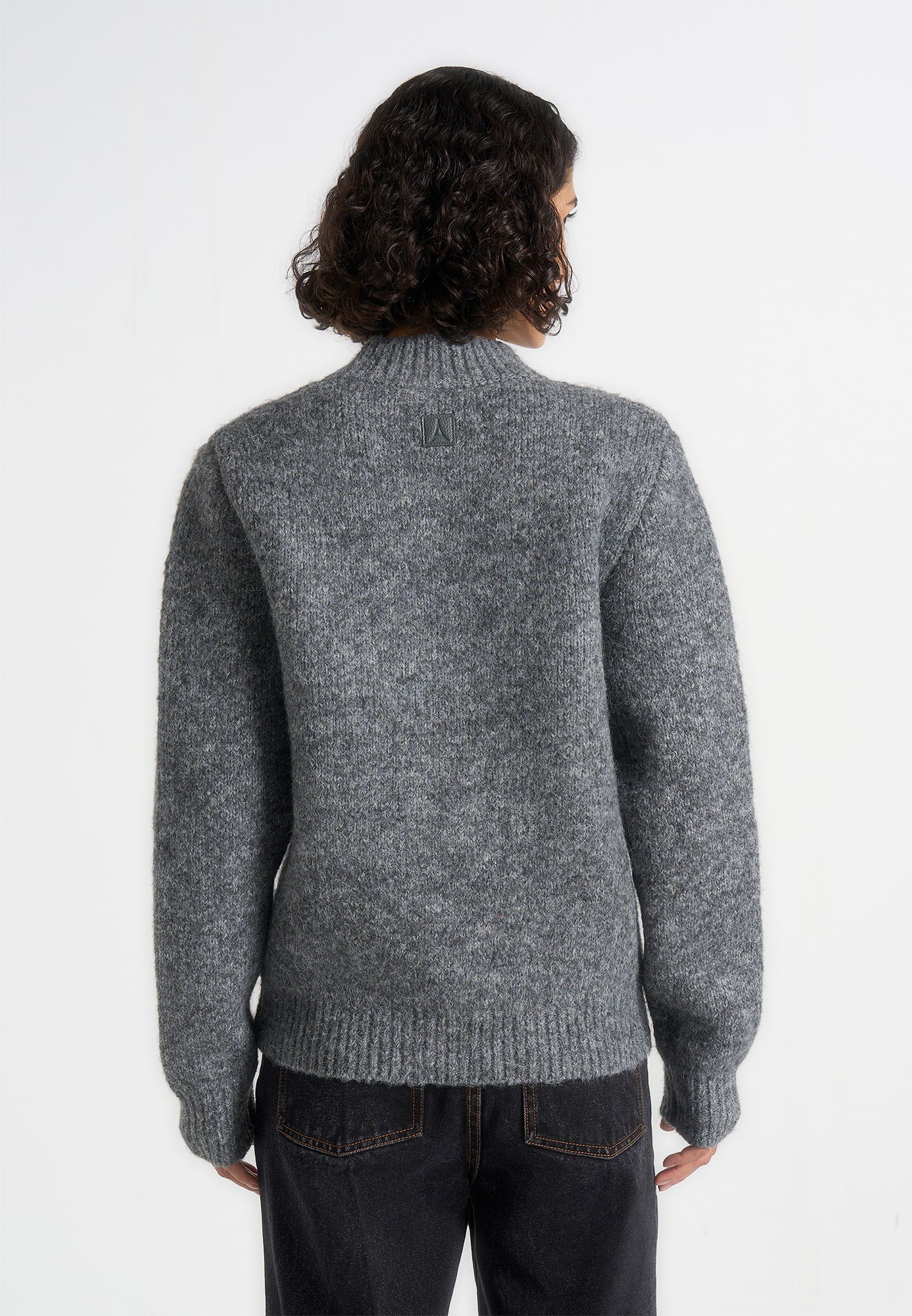 Dani - Unisex Asymmetric Brushed Knit Cardigan - Grey