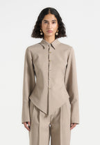 Sonia - Tailored Angled Shirt - Taupe