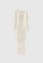 Off Shoulder Knitted Maxi Dress - Beige