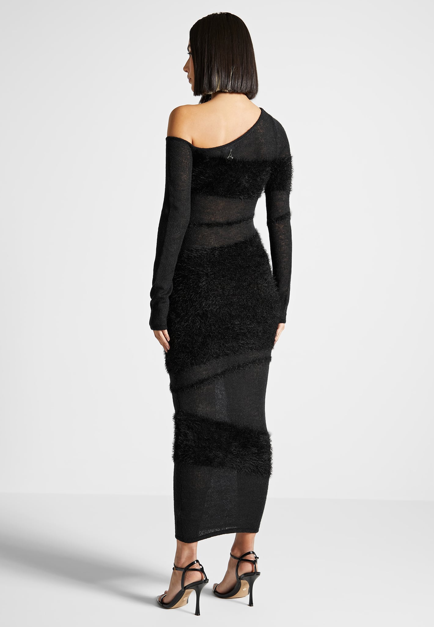 Off Shoulder Knitted Maxi Dress - Black