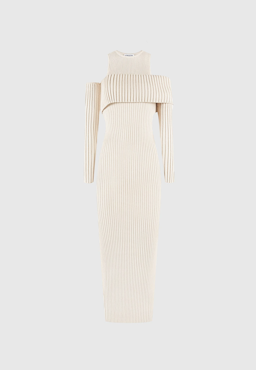 Overlay Knitted Midaxi Dress - Beige