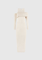 Overlay Knitted Midaxi Dress - Beige