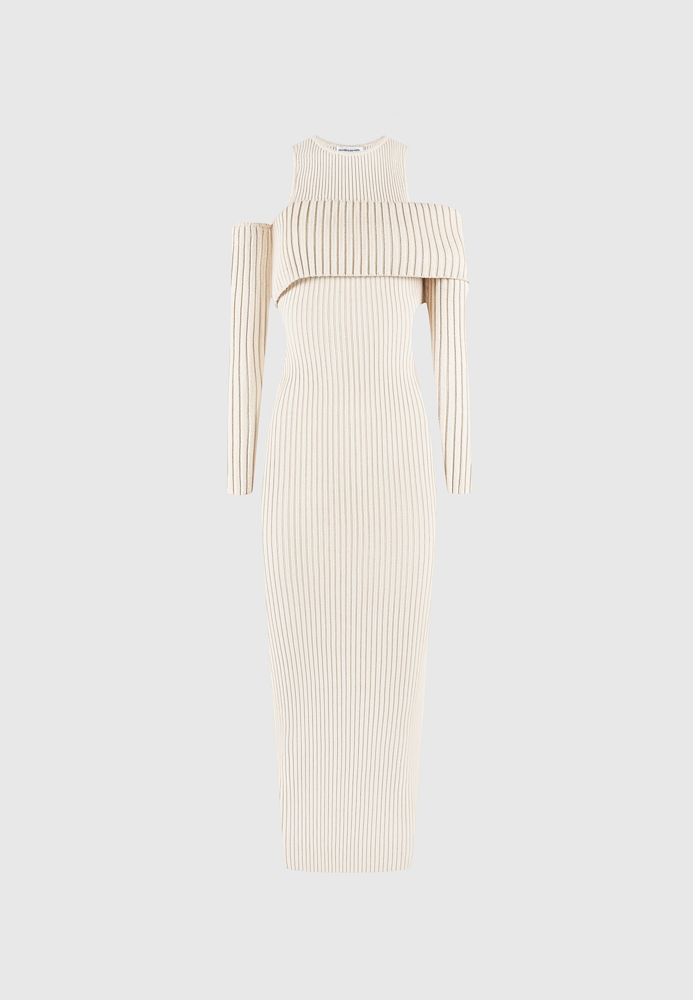 Overlay Knitted Midaxi Dress - Beige