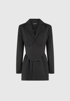Pinstripe Blazer Dress with Reversible Corset - Black