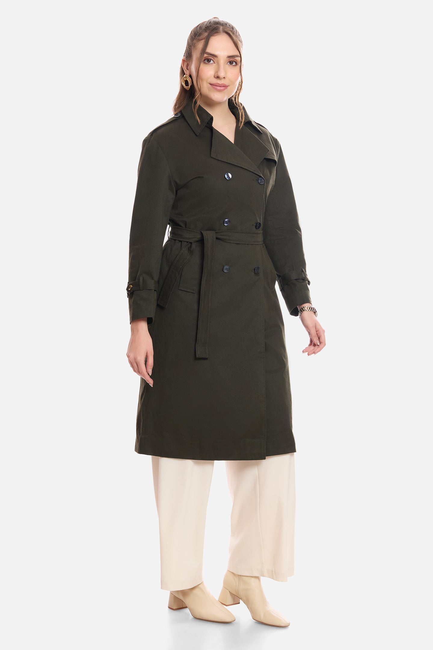 Ness|100% Cotton Belted Heritage Long Trench Coat