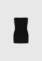 Rib Knit Longline Bandeau Top - Black