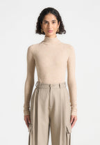 Contour Piping Rib Bodysuit - Beige