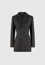 Tailored Blazer Dress with Reversible Corset - Black