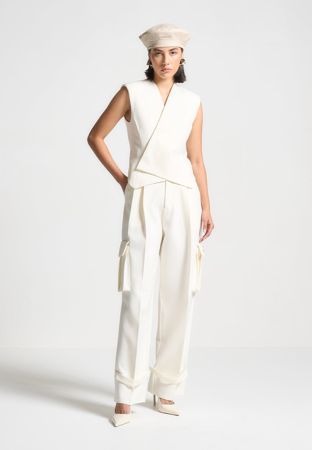 Laurence - Tailored Wrap Waistcoat - Cream