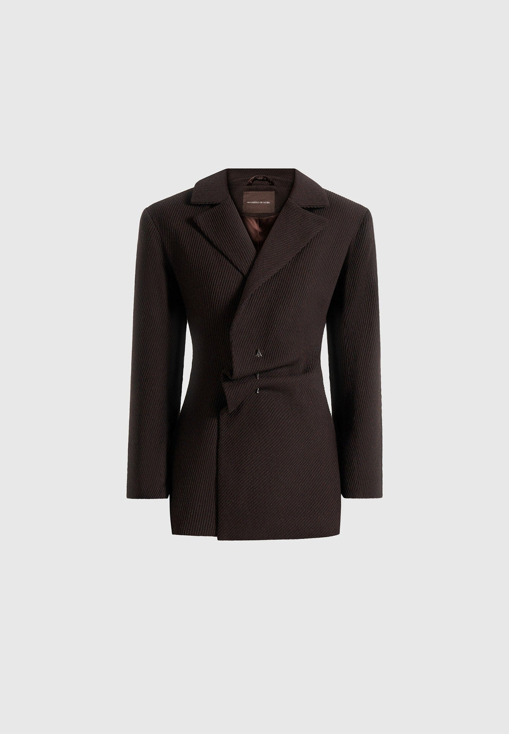 Sylvie - Oversized Wool Asymmetric Blazer Dress - Brown