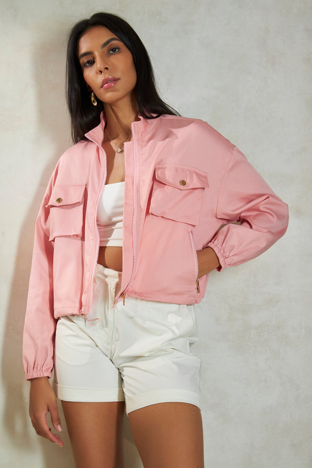 Chloe|100% Cotton Bomber Jacket