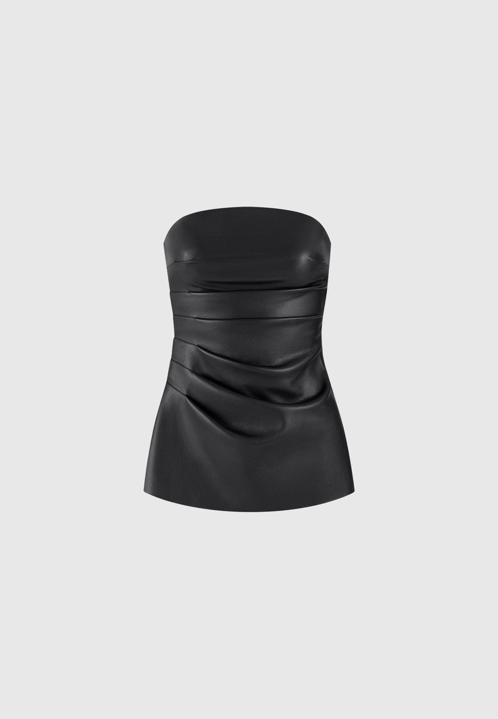 Laurena - Leather Tacked Longline Bandeau Top - Black
