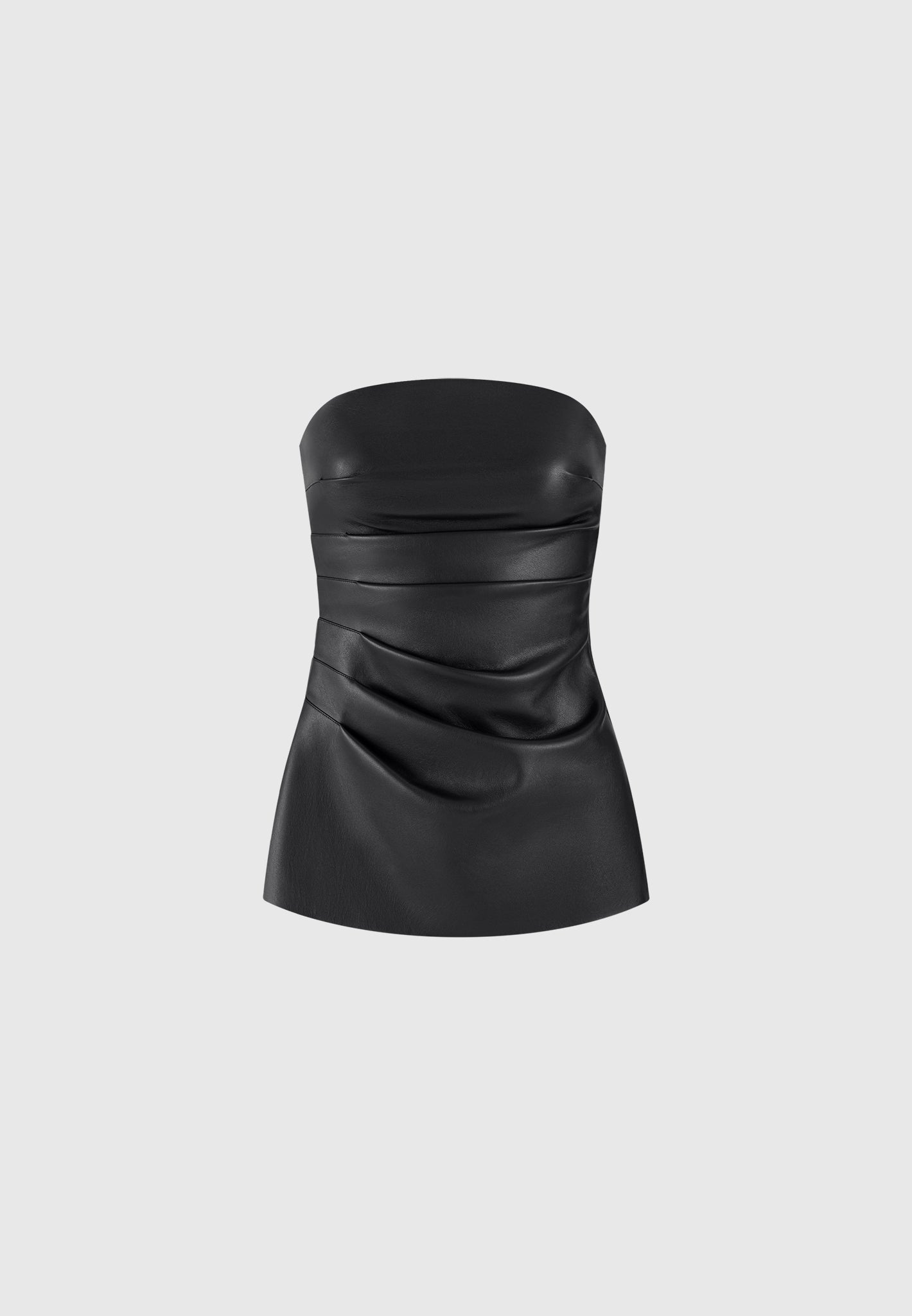 Laurena - Leather Tacked Longline Bandeau Top - Black