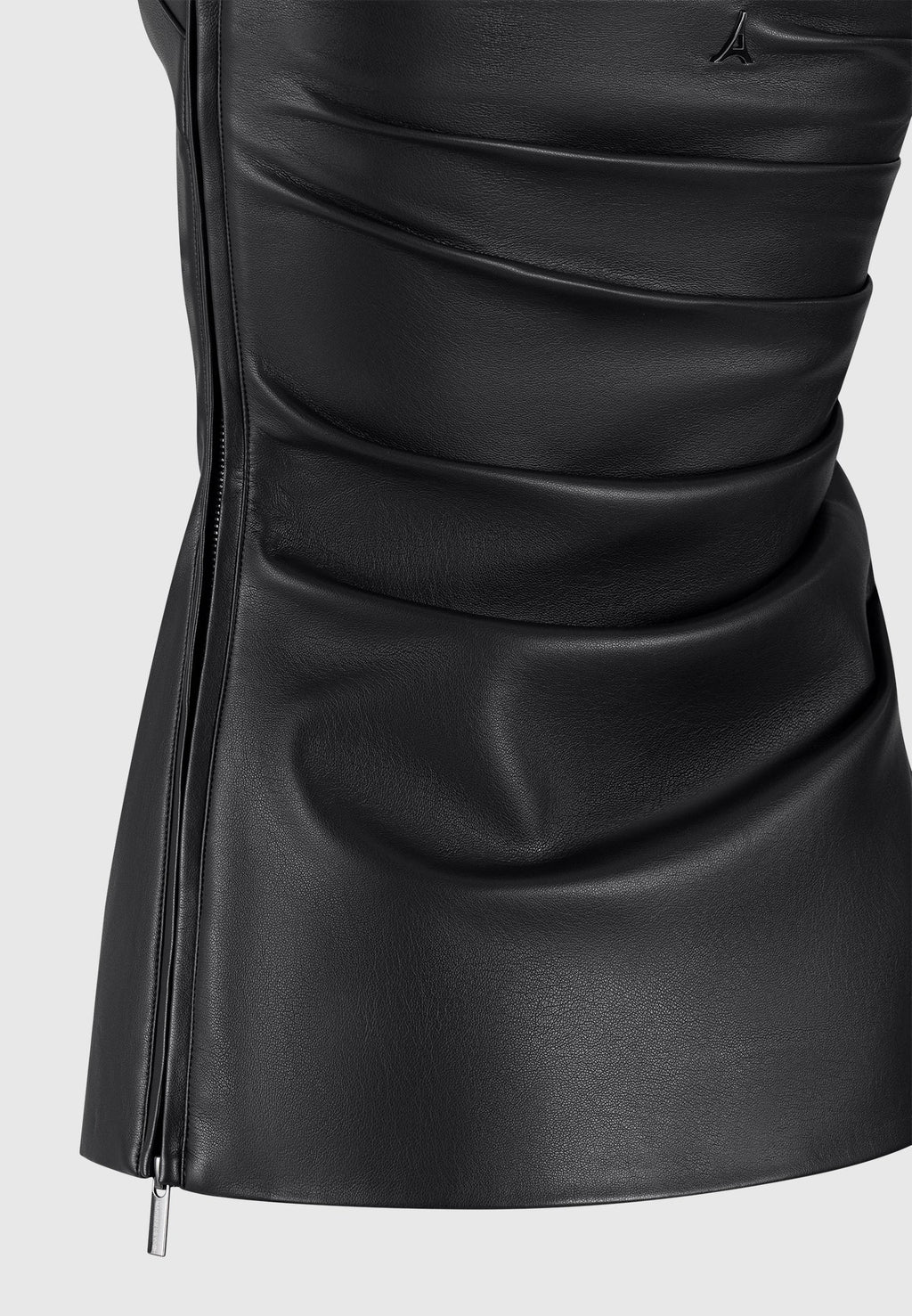 Laurena - Leather Tacked Longline Bandeau Top - Black