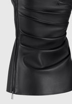 Laurena - Leather Tacked Longline Bandeau Top - Black
