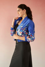 Margot|Satin Classy Floral Print Bomber Jacket