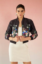 Erica|Satin Floral Bomber