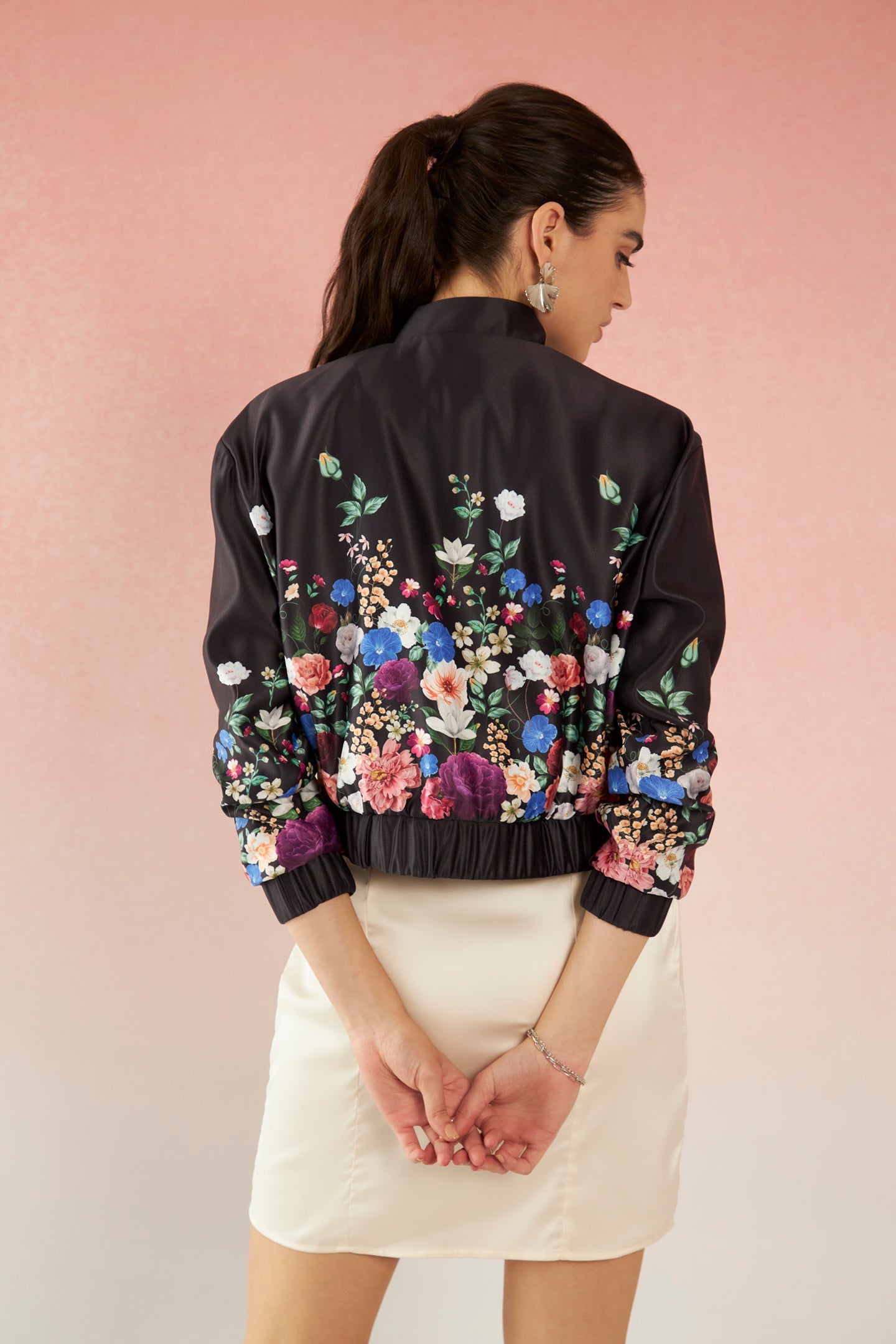 Erica|Satin Floral Bomber