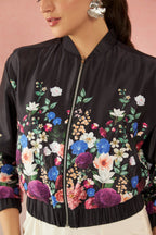 Erica|Satin Floral Bomber