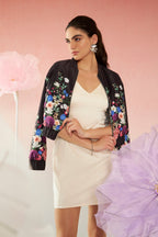 Erica|Satin Floral Bomber