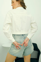 Odina|100% Cotton Bomber Jacket With Rib Collar