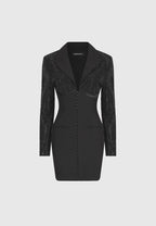 Rhinestone Corset Blazer Dress - Black