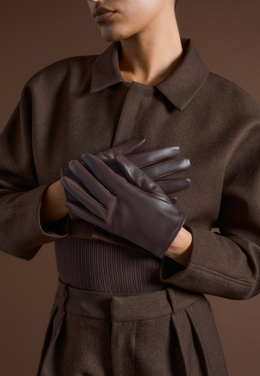 Elya - Tailored Super Cropped Jacket - Brown