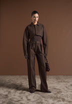 Elya - Tailored Super Cropped Jacket - Brown