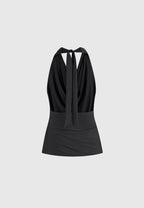 Draped Halterneck Top - Black