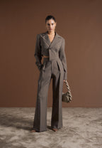 Dina - Asymmetric Tailored Cropped Blazer - Dark Taupe