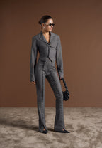 Lise - Cropped Tailored Blazer & Button Detail Bandeau - Dark Grey
