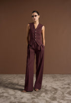 Christine - Tailored Cinch Waistcoat - Wine Red